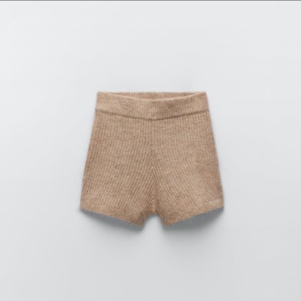 ZARA 2-PIECE BROWN WOOL BLEND KNIT TOP SHORTS M - Picture 10 of 10